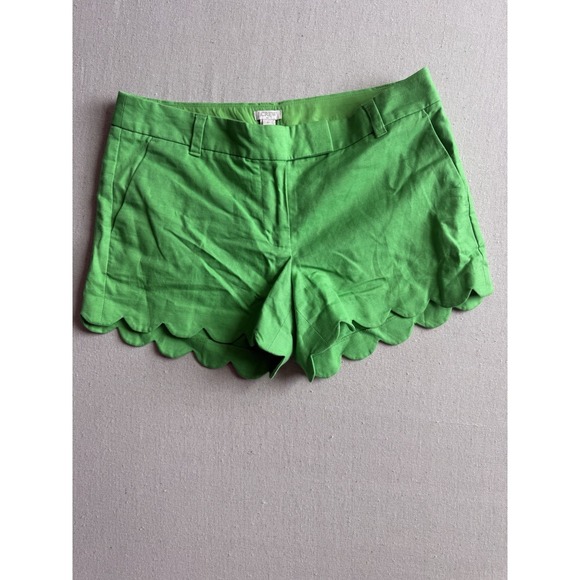 J.CREW Pants - J. Crew Women's Scalloped Shorts Green Size 8 Linen Cotton Blend